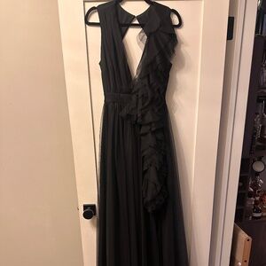 Formal Ruffle Black Maxi Dress